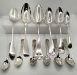 Lot Of 12 Silver Fiddleback & Other Spoons