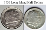 2 US 1936 Long Island Commemorative UNC High Grade Silver Half Dollars