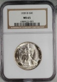NGC MS 65 1939-D US Silver Walking Liberty Half Dollar