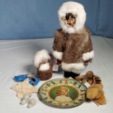 Lot Misc. Souvenir Alaskan Inuit Doll & Items