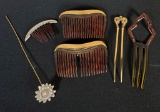 Collection of Antique Hair Accessories incl. 14k Gold & Sterling Silver