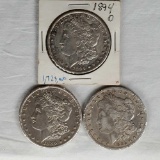 3 Scarce Morgan Silver Dollars - 1894-O, 1885-S and 1886-S