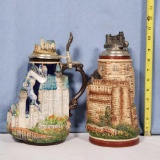 WW-Team and Thewalt Limited Edition Vintage German High Relief Castle Scenic Beer Steins