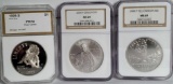 3 Graded Commemorative Silver Dollars - PR70 DP 1995-S, MS 69 1999-P and 2004-P