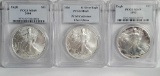 3 PCGS 1 oz .999 Silver Eagle US Mint Bullion Coins - 2 MS69 2004 and MS 68 1993