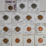 15 US Mint Lincoln Cent Error Pennies incl 1955-S FS-501 RPD-001 and many more