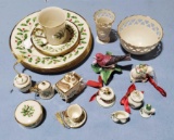 Holly Decorated Lenox China, Spode Christmas Ornaments and More