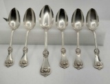 6 Pure Coin {900 Silver} Crosby,Morse & Foss c1870 American Strawberry Pattern Spoons