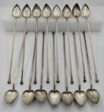 Lot Of 15 Sterling Silver Wallace Heart Ice Tea Sippers/Straws