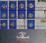 Album of 11 Franklin Mint 1971 Sterling Silver Medallic First Day Covers