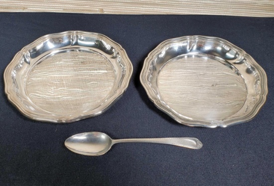 Pair of MT Wetzlar .800 Silver Plates and St Pete 1938 Sterling Spoon