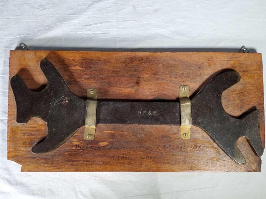 18.5" Richmond Fredericksburg & Potomac Railroad Brake Hose Wrench Tool Mounted on Display Board