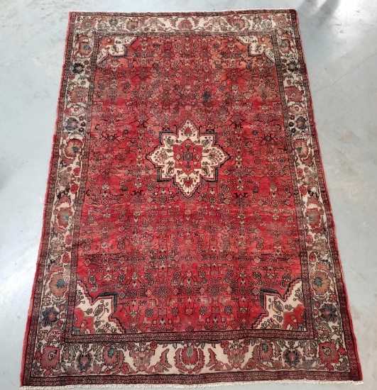 82"x127" Semi Antique Hand Knotted Persian 100% Wool Pile Rug
