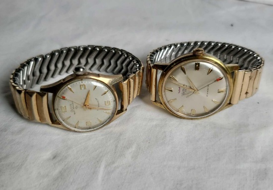 2 vintage Mens Gold Filied/Plated 17 Jewels Wrist Watches