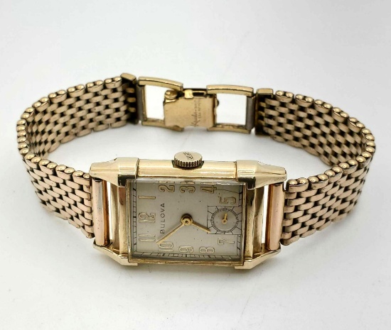 1936 Vintage Bulova Men's Wristwatch 7AK 21 jewels 10K gold filled case