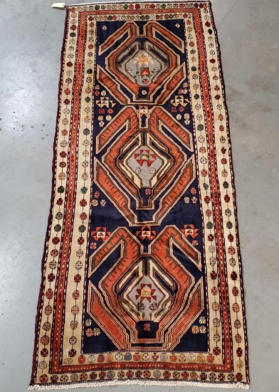 53"x128" Hand Knotted Ardabil Persian 100% Wool Pile Rug Runner