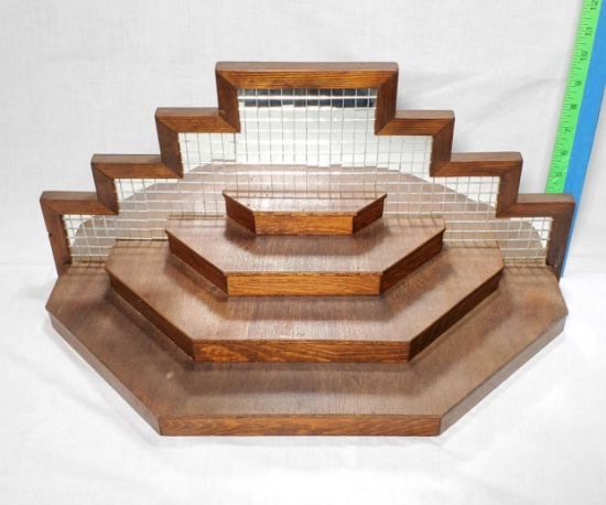 Great Hand Crafted Wood Multi Level Display with Mirror Back