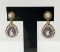 14k Gold Amethyst & Seed Pearl Dangle Earrings by Naomi