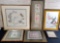 Collection Of 6 Silk On Silk Blind Stich Framed Panels