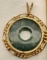 14K yellow Gold Framed Jade Pi Stone