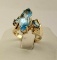 14K Yellow Gold With Sky Blue Topaz Ring