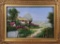 Mixed Media Shadow Box Frame Cottage Landscape with 3-D Elements