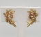 14k Gold Tri-Color Rose Pierced Earrings