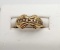 14k Yellow Gold Double Shell Design Ring with Diamond Accents