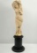 19th Century Carved Continental Ivory Statue Of Semi Nude Woman Holding Faun {Hooved Child}