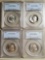 4 PCGS MS and PR 66 Silver Washington Quarters- 1947-D, 1957, 1958 and 1956