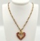 Ruby & Diamond Heart Pendant Gold Necklace