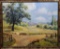 1925 Oil on Canvas Painting of Mountain and Field Landscape signed Lightner