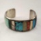 Vintage Native American Sterling Silver Turquoise & Other Stone Inlaid Bracelet
