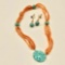 Vintage Coral & Turquoise Necklace and Matching Earrings