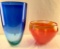 2 Signed Stuido Art Glass Vases