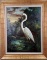 J Cowan Oil on Canvas Painting of White Heron