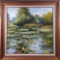 JC Seo Oil on Canvas of Waterlily Pond with Egrets