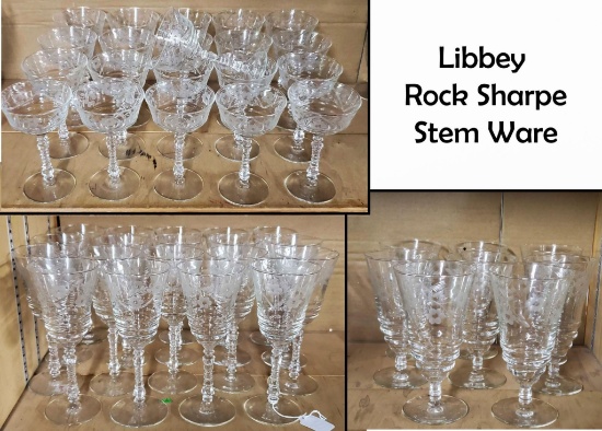 Libbey Rock Sharpe "Berkley" Cut #3005 Stem Goblets in 3 sizes