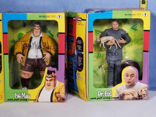 Signed Todd McFarlane Austin Powers Dr. Evil and Fat Man 9" Figures in Original Boxes