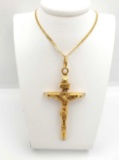 18k Gold Crucifix on 14k Gold Chain