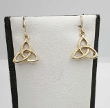 14k Yellow Gold Triquetra Knot Pierced Earrings