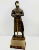 Circa 1910 Heraldic Bronze Sculpture Of Knights Templar Soldier With Ivory Face