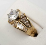 10k Gold Cubic Zirconia Engagement Ring