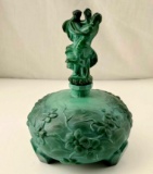 Bohemian Czech Jade / Malachite Glass Perfume Bottle Curt Schlevogt Heinrich Hoffmann glassworks
