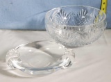 Waterford Bowl and Steuben Crystal Novelty Tray/ Ash Tray