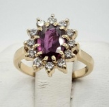 14k Gold Garnet & Diamond Ring with Appraisal