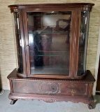 Antique Curved Beveled Glass Display Cabinet