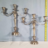 Pair of S Kirk & Son Weighted Sterling Silver 2 Part 3 Lite Candelabras