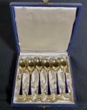 Egon Lauridsen (1936-1966) for ELA - Danish Sterling Silver& Enamel Coffee Spoons With Case