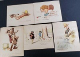 Lot Of 5 Vintage French Lithograph Print By Georges Redon